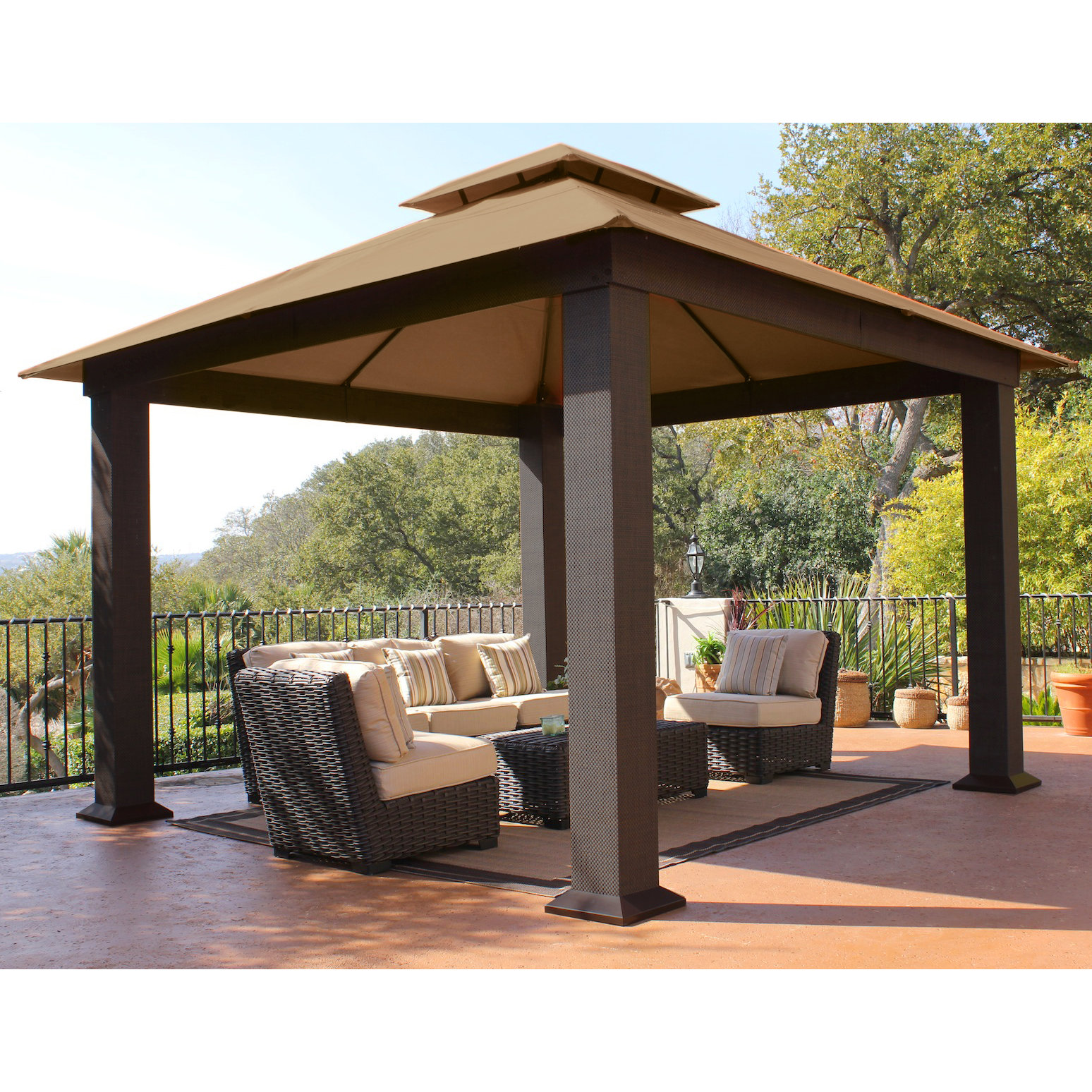 STC Seville 12 Ft. W x 12 Ft. D Metal Permanent Gazebo & Reviews Wayfair